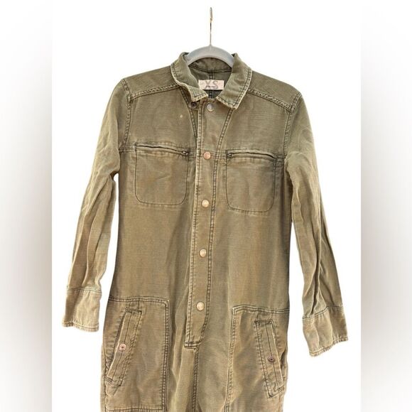 We The Free Free People Women's Cargo Zip Utility Jumpsuit in Green Size XS - Picture 5 of 11